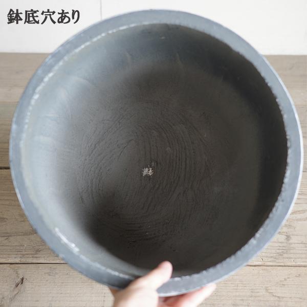 ファイバーセメント 植木鉢 鉢カバー リーフ柄 ブルーブラック 丈夫