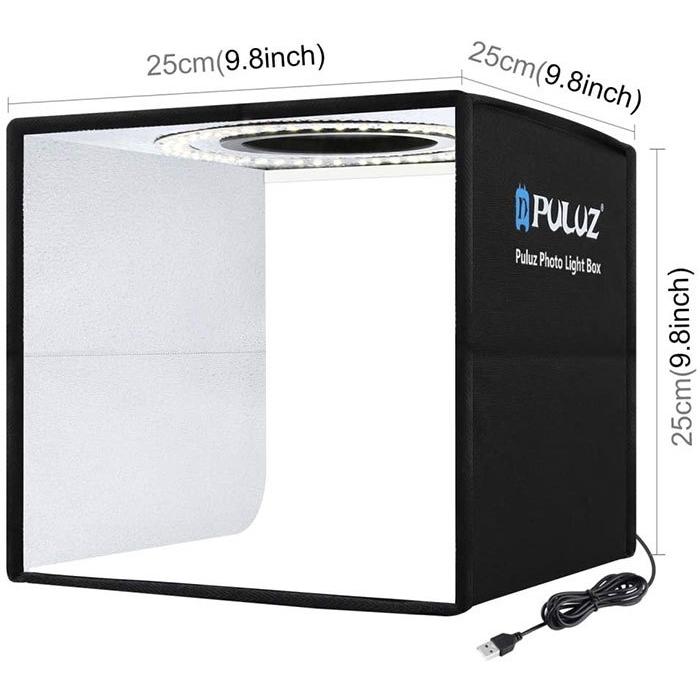 撮影ボックス 25cm 折りたたみ式 撮影キット 撮影ブース ミニスタジオ LED 96灯 12色背景紙 小物撮影 物撮り |  | 01