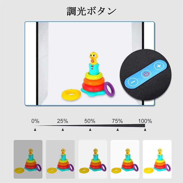撮影ボックス 25cm 折りたたみ式 撮影キット 撮影ブース ミニスタジオ LED 96灯 12色背景紙 小物撮影 物撮り |  | 03