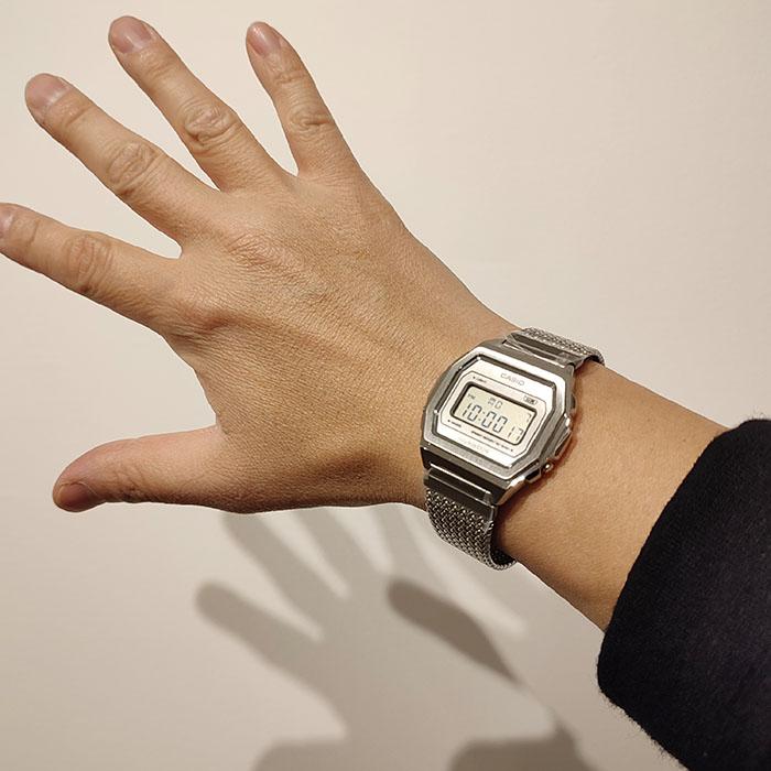 CASIO “STANDARD　PREMIUM” A1000MA-7JF シルバー カシオ スタンダードプレミアム　デジタル　ミラネーゼバンド　ギフト 内正規品　男女兼用｜pgq-store｜09