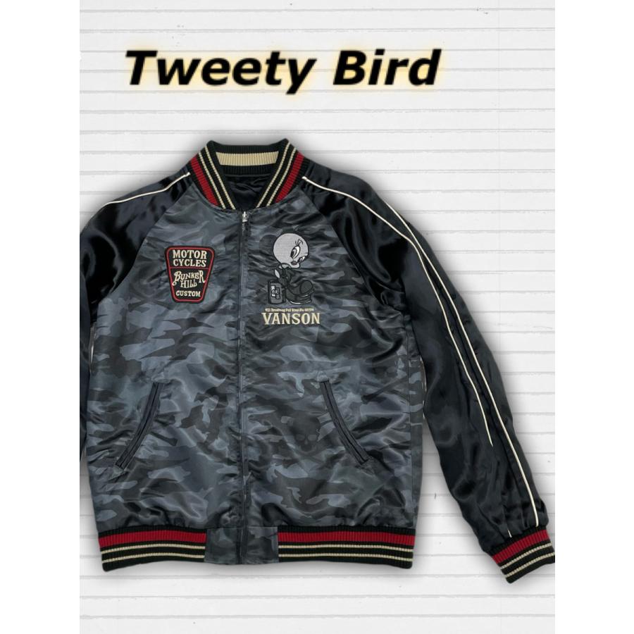 【数量限定アウトレット品】 VANSON バンソン　2021 新作　秋物 ルーニーチューンズ　　バックスバニー　トゥイーティー　スカジャン　リバーシブル　リバーシブルスカジャン 【C2442614031】(14067円)
