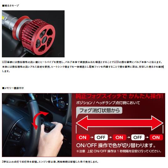 Valenti LEDバイカラーフォグバルブ ハイルーメン ホワイト/イエロー カラーチェンジ HB4・H8/H11/H16 共用 LCB40-H8HB-WY_4
