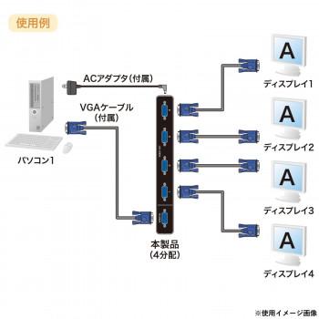 サンワサプライ 高性能ディスプレイ分配器 4分配 VGA-SP4