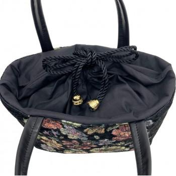 優美社 6019-00 ゴブラン織（ごぶらんおり） ハンドバッグ ブラック