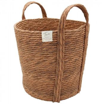 ティーライフ モネ フェイクPE バスケット ラウンド L ブラウン 74512