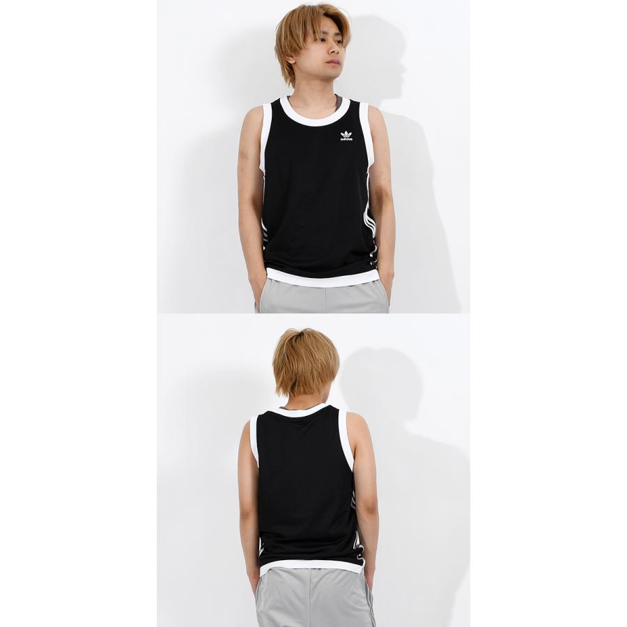 新品未使用　ノベルティ　ニットタンクトップ　ロゴ入り　ホワイト×ブラック adidas Originals アディダス メンズ ノースリーブ シャツ Mockeyelet