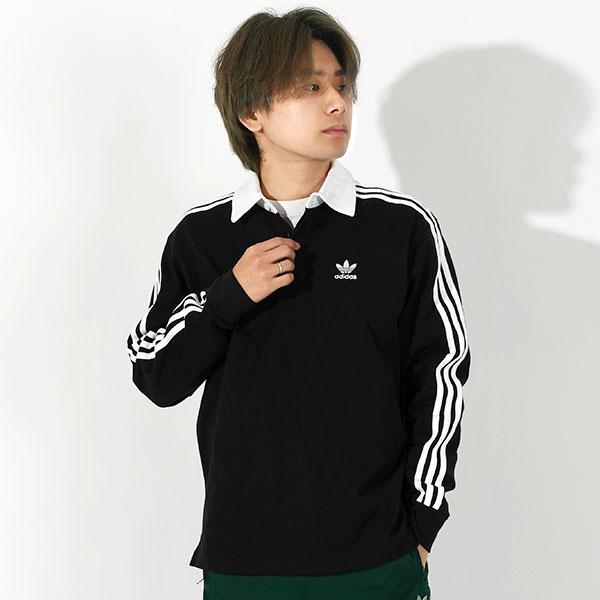 『adidas』 アディダス　ポロシャツ　長袖　刺繍ロゴ　ハーフボタン　黒　L adidas（アディダス） ポロシャツ メンズ : ZOZOTOWN Yahoo!店 - 通販