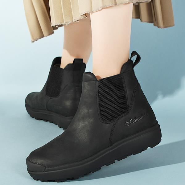 ❀美品 コロンビア サイドゴアブーツ 黒 ブラック 24cm サップランド Columbia 氷・雪に滑らない コロンビア ショートブーツ 防水 保温