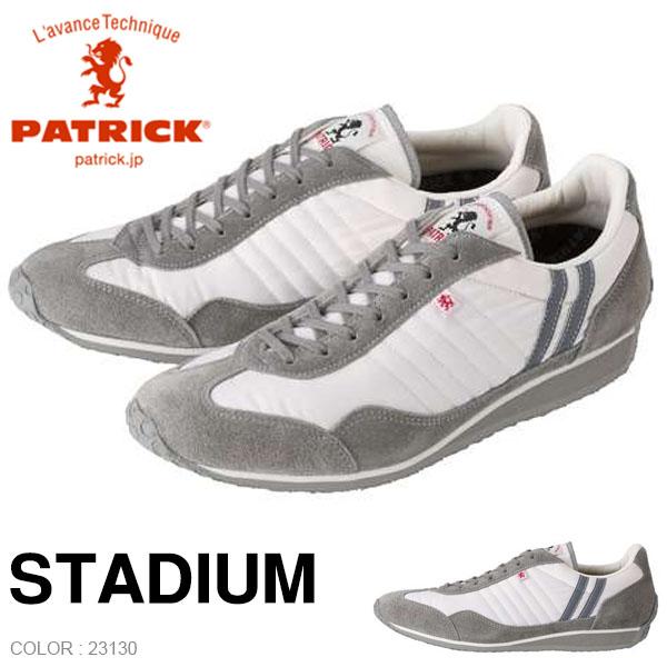 スニーカー パトリック PATRICK メンズ レディース STADIUM WH/GY スタジアム 23130 日本製 ナイロン ベロア シューズ 靴 | PATRICK