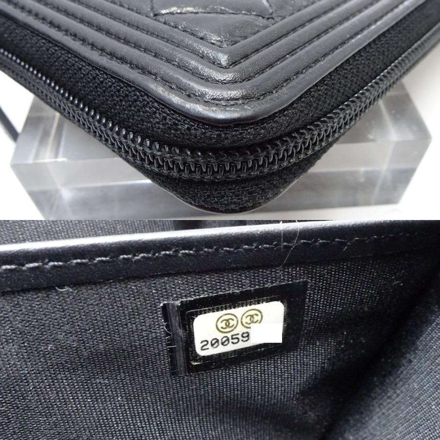 人気を誇る 最短当日発送 クレジットカード可 ショッピングローン可 中古 0459 A802 黒 カーフスキン ラウンドファスナー ボーイシャネル 長財布 Chanel シャネル 財布 Itse Edu Co