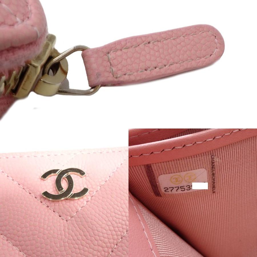 シャネル CHANEL 長財布 ラウンドファスナー Vステッチ キャビアスキン ピンク /046382 【中古】｜phasemidoriya78｜09