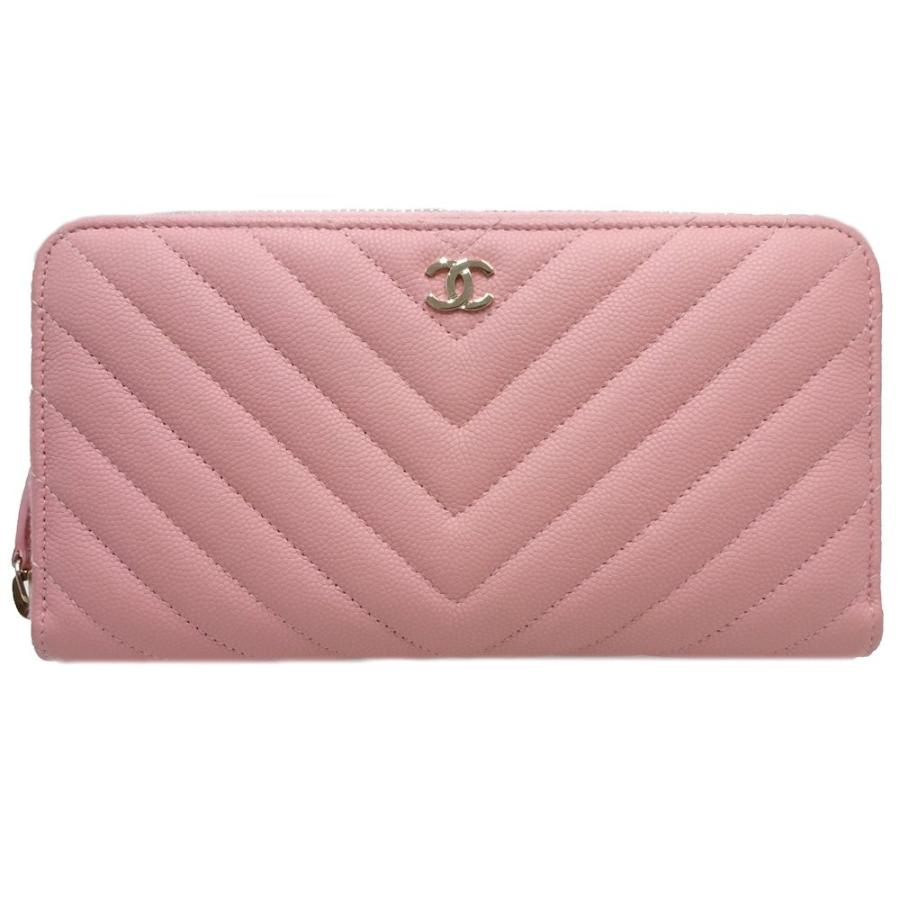 シャネル CHANEL 長財布 ラウンドファスナー Vステッチ キャビアスキン シャネル CHANEL 長財布 ラウンドファスナー Vステッチ キャビアスキン