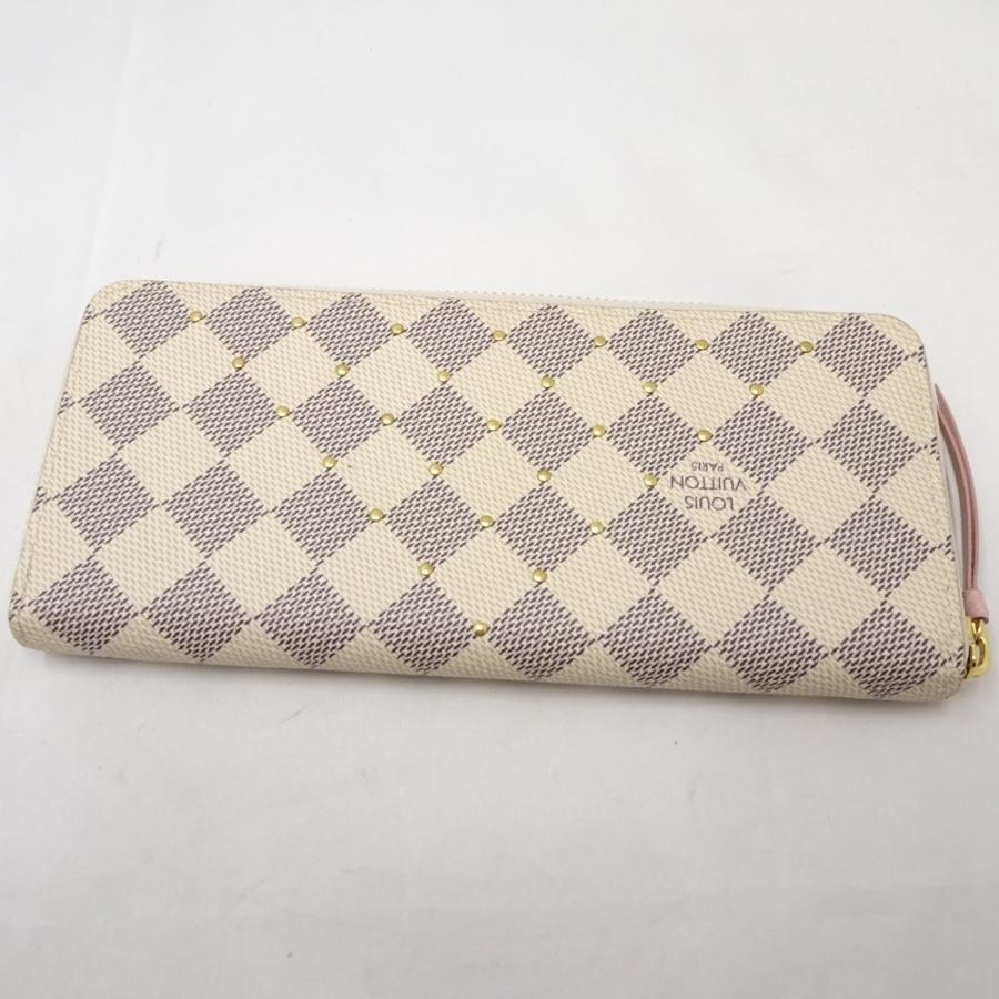 経典 最短当日発送 クレジットカード可 ショッピングローン可 ルイヴィトン Louis Vuitton 長財布 ダミエ アズール スタッズ ポルトフォイユ クレマンス ホワイト N 中古 財布