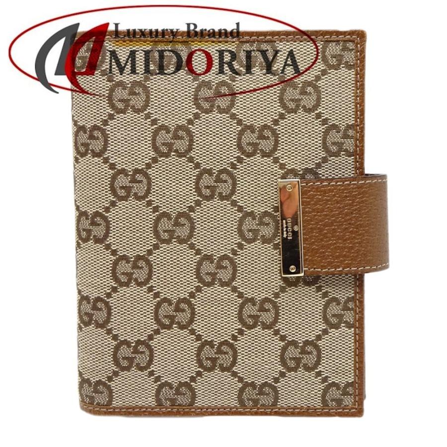 グッチ GUCCI 手帳カバー GG キャンバス レザー ブラウン 115244