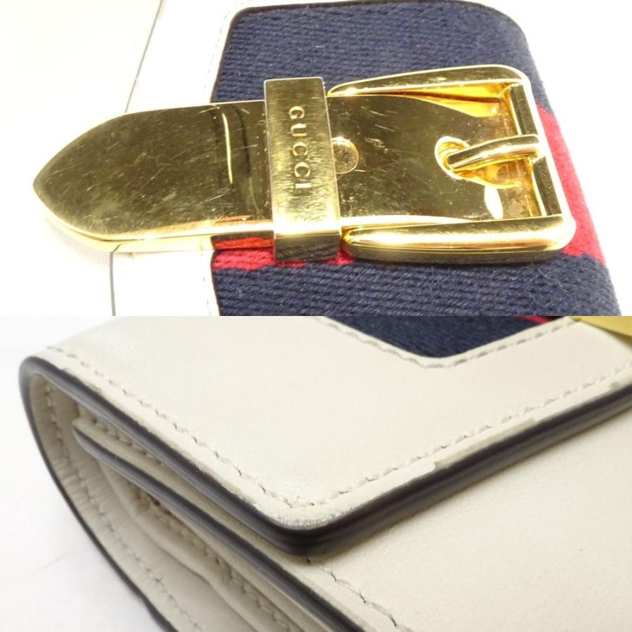 GUCCI グッチ コンパクト財布 三つ折り シルヴィ レザー アイボリー 