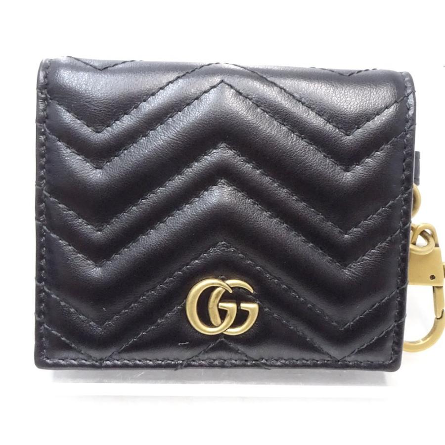 GUCCI 名刺入れ 黒 レザー GGマーモント