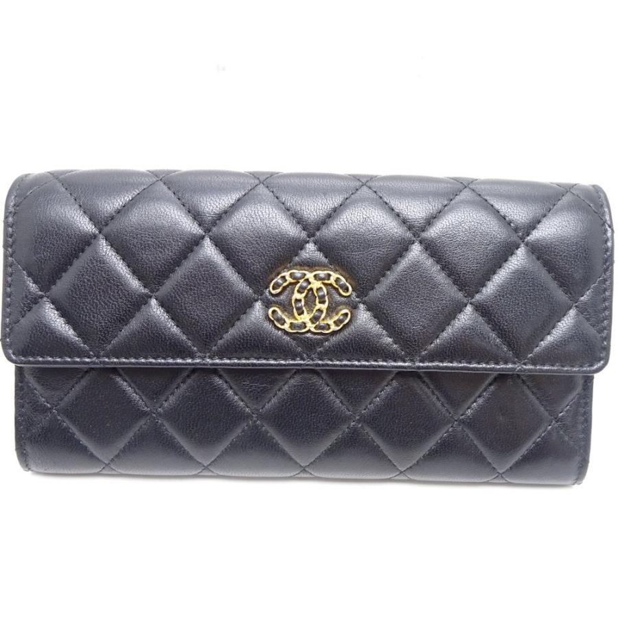 シャネル Chanel 長財布 中ファスナー シャネル19 ラムスキン ブラック 04 中古 04 株式会社midoriya 通販 Yahoo ショッピング