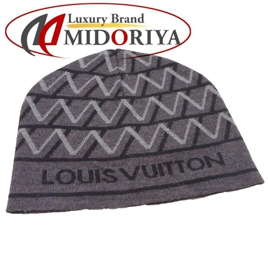 ルイヴィトン LOUIS VUITTON ニット帽 メンズ グレー ブラック ウール 