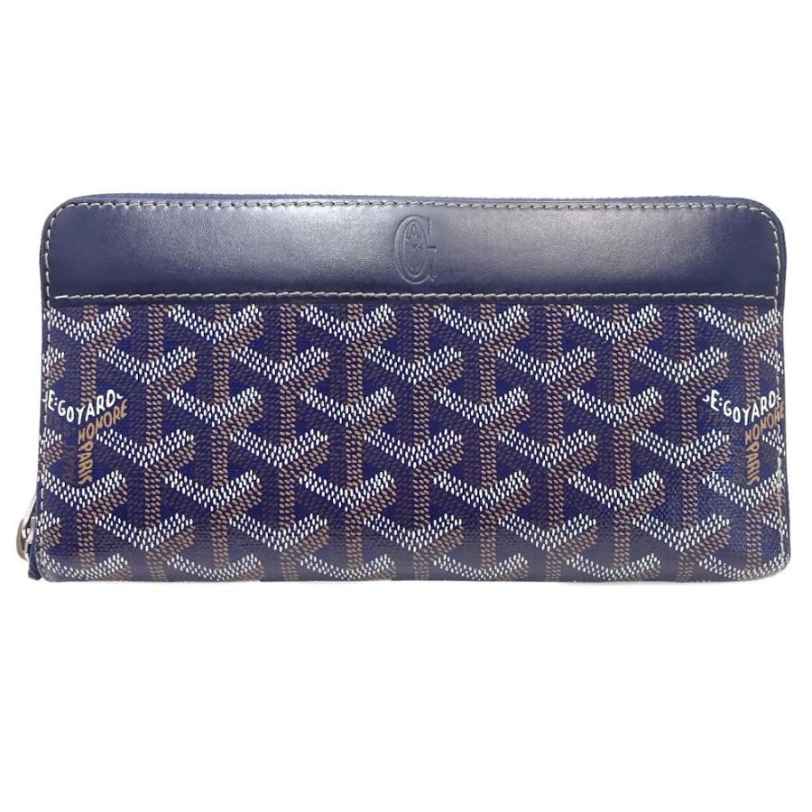 GOYARD ゴヤール　長財布　ラウンドファスナー　ロングウォレット　レザー GOYARD ゴヤール 長財布 ラウンドファスナー PVC レザー ネイビー