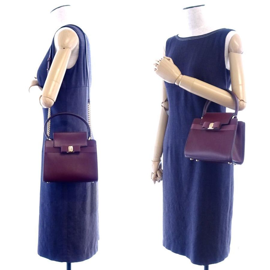 Salvatore Ferragamo ハンドバッグ 紫 4502625Y0012 Salvatore Ferragamo Gancini Hand Bag Leather Purple Auth