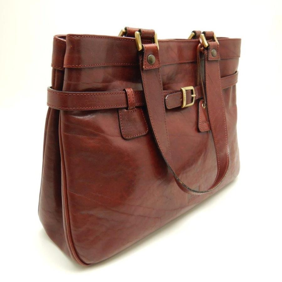 カサーニ CASANI トートバッグ レザー えんじ系/050404【中古 