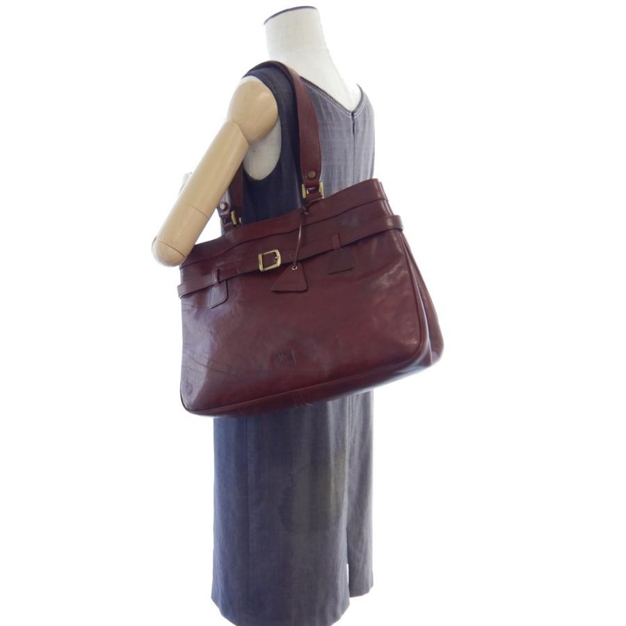 カサーニ CASANI トートバッグ レザー えんじ系/050404【中古 