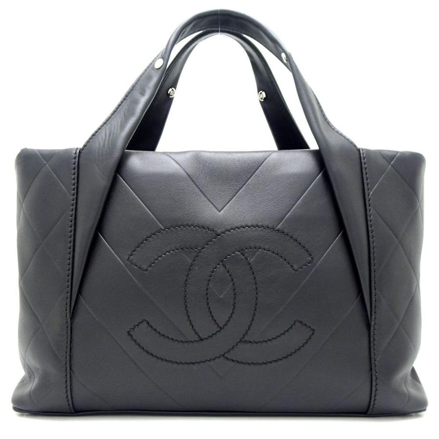 CHANEL ブラックレザー トートバッグ（袋付き） CHANEL シャネル トートバッグ レザー ブラック レディース 中古