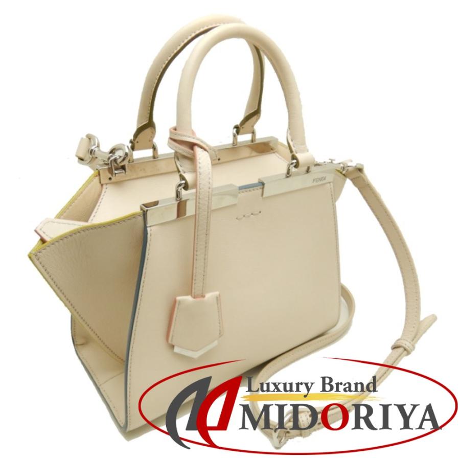 出産祝い 8bh333 Fendi フェンディ ミニトロワジュール 2wayバッグ 中古 マルチカラー アイボリー系 レザー ハンドバッグ Floridapace Gov