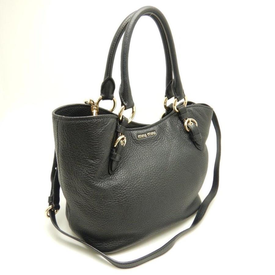 miu ミュウミュウ MIUMIU 5BE886 2WAYバッグ レザー 黒 ブラック miu ミュウミュウ MIUMIU 5BE886 2WAYバッグ レザー 黒 ブラック