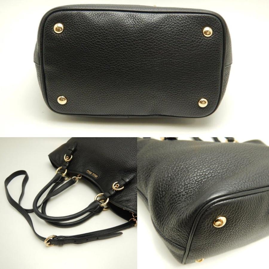 miu ミュウミュウ MIUMIU 5BE886 2WAYバッグ レザー 黒 ブラック miu ミュウミュウ MIUMIU 5BE886 2WAYバッグ レザー 黒 ブラック