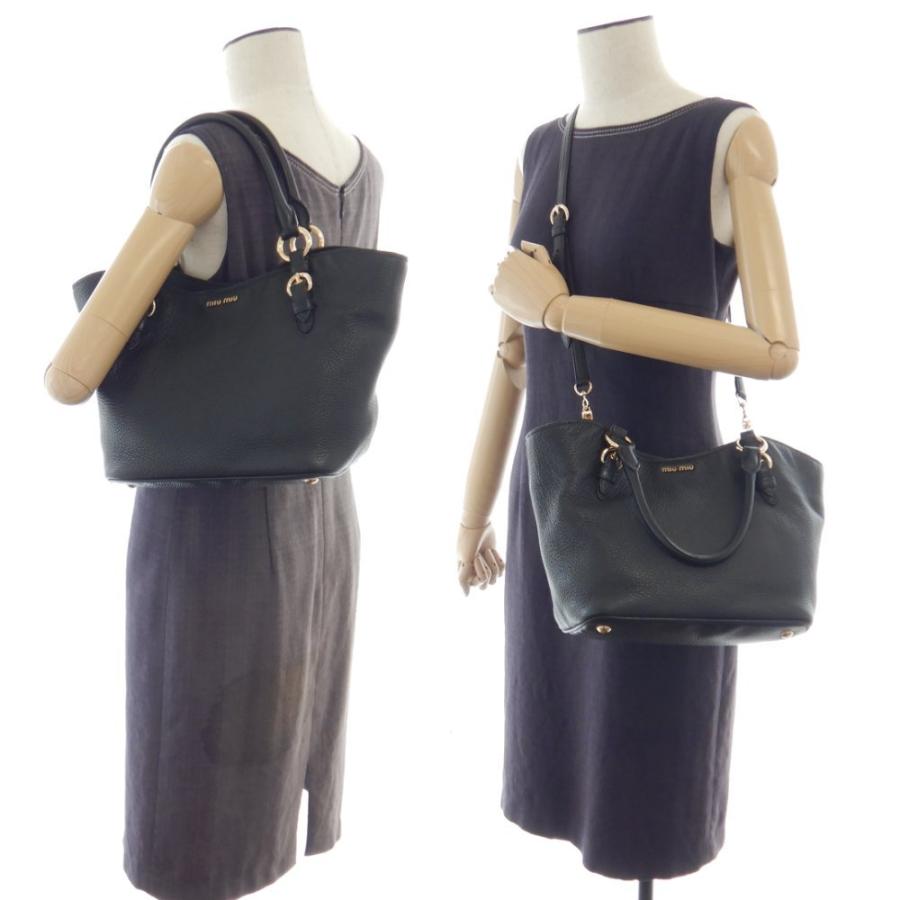 miu ミュウミュウ MIUMIU 5BE886 2WAYバッグ レザー 黒 ブラック miu ミュウミュウ MIUMIU 5BE886 2WAYバッグ レザー 黒 ブラック