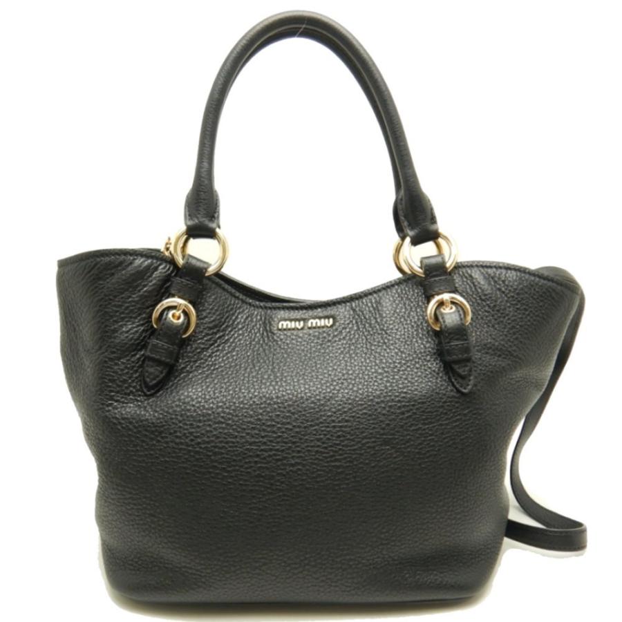 miu ミュウミュウ MIUMIU 5BE886 2WAYバッグ レザー 黒 ブラック miu ミュウミュウ MIUMIU 5BE886 2WAYバッグ レザー 黒 ブラック