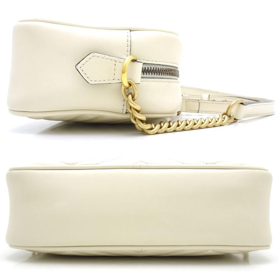 GUCCI グッチ GGマーモント レザー ショルダーバッグ ゴールド金具 ホワイト 447632 GUCCI - GUCCI グッチ GGマーモント レザー ショルダーバッグ ゴールド