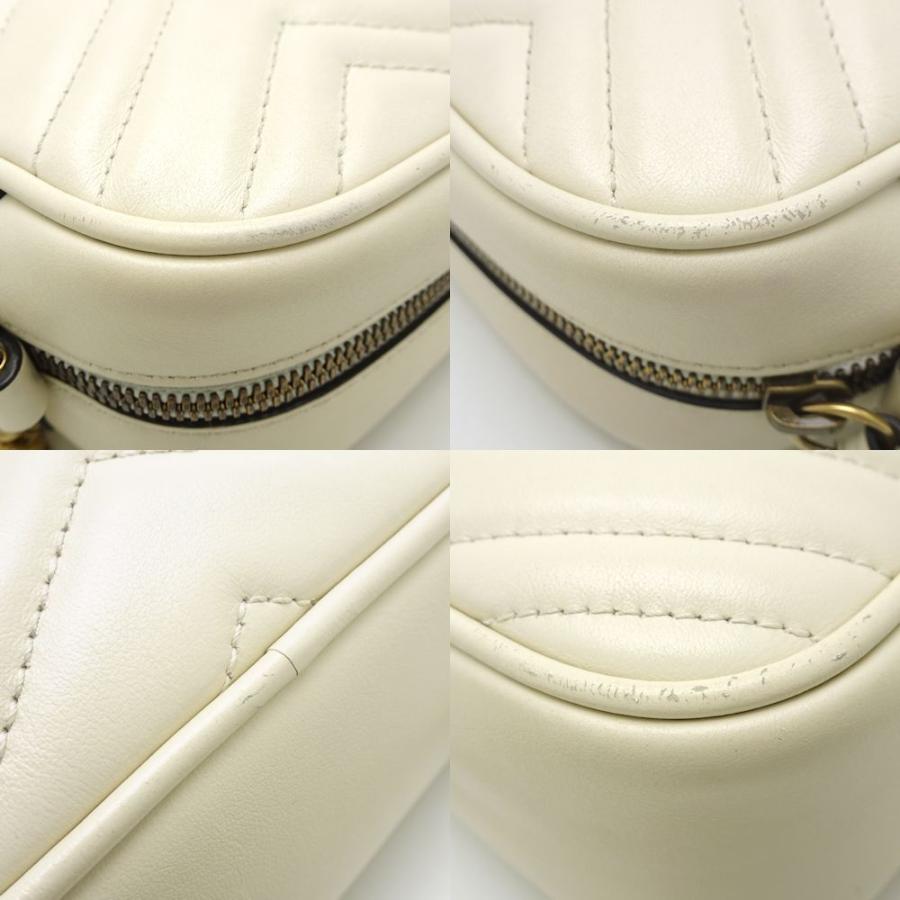 GUCCI グッチ GGマーモント レザー ショルダーバッグ ゴールド金具 ホワイト 447632 GUCCI（グッチ） ショルダーバッグ GGマーモント ホワイト 447632