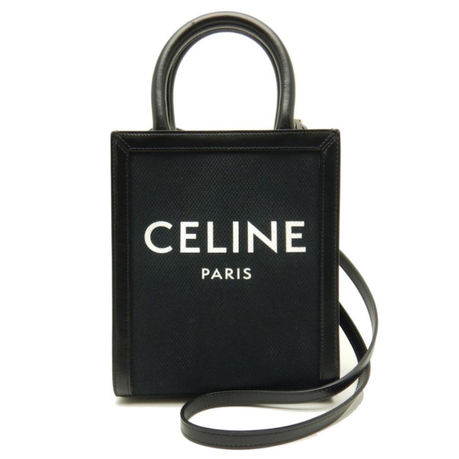 セリーヌ CELINE 1933Q2C5U38NO ミニバーティカルカバ キャンバス×レザー ブラック 2WAYバッグ/050546【中古】