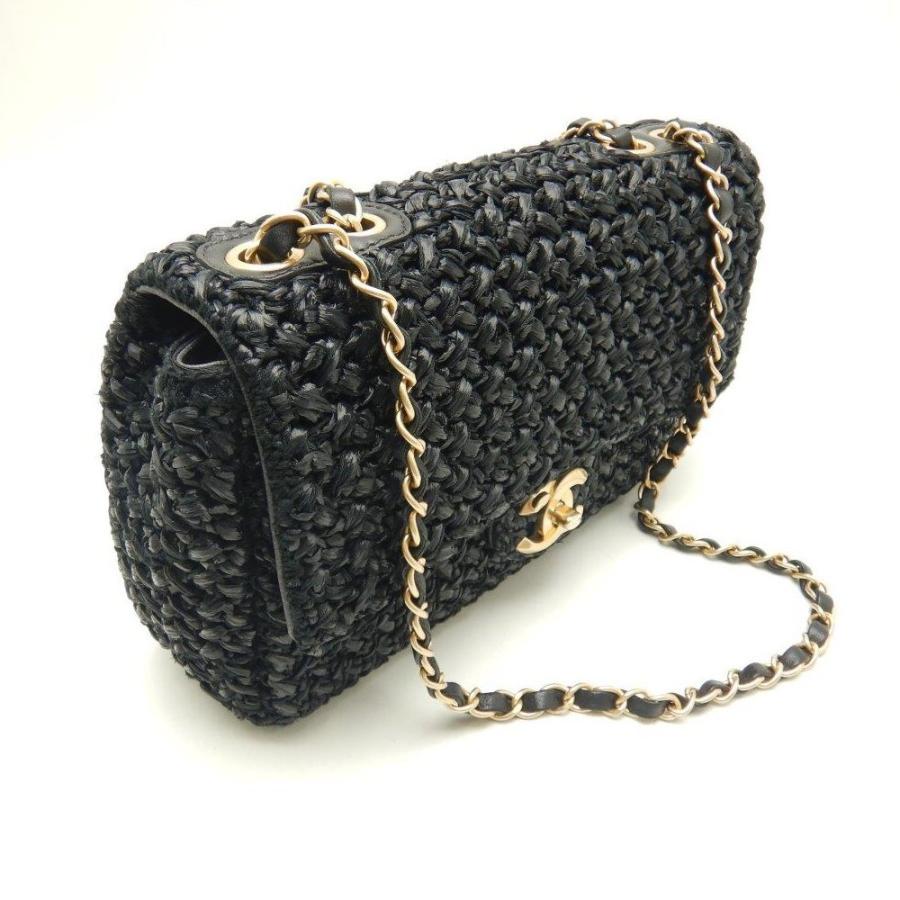 美品　CHANEL ヴァニティー　ラフィア　チェーンショルダー CHANEL シャネル バニティ チェーンショルダーバッグ 白