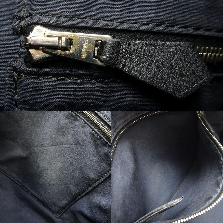 HERMES エルメス アカプルコMM トワルシェブロン×レザー ブラックR72 HERMES エルメス トートバッグ アカプルコMM トワルシェブロン