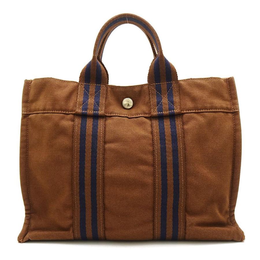 エルメス（HERMES） フールトゥ PM トートバッグ ネイビー×ブラウン フールトゥ エルメス HERMES トートPM キャンバス ブラウン ネイビー