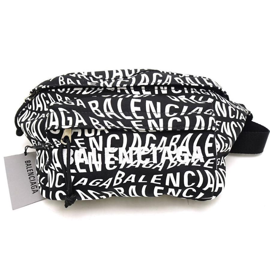 【美品】BALENCIAGA ウェーブロゴ ボディバッグ ブラック　ホワイト BALENCIAGA ウェーブロゴ ボディバッグ ブラックホワイト