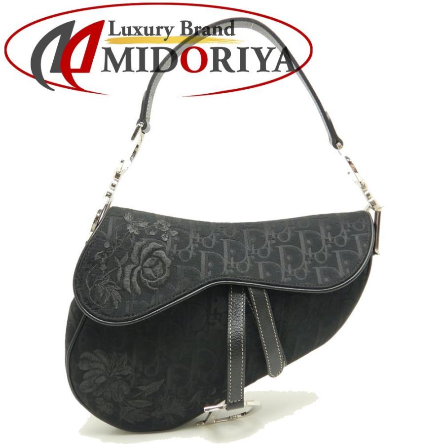 C.ディオール CHRISTIAN DIOR トロッター サドルバッグ 花柄 刺繍 