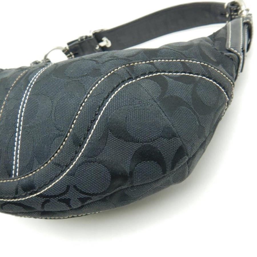 【美品】COACH シグネチャー レザー ショルダーバッグ 黒 元値28000 COACH コーチ 10073 セミショルダーバッグ シグネチャー