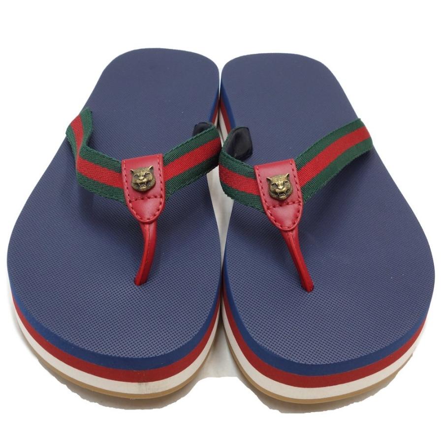 箱付き　GUCCI グッチ サンダル ビーチ 夏 グッチ GUCCI ビーチサンダル キャット サイズ38 ネイビー レッド