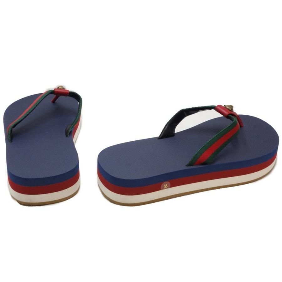 箱付き　GUCCI グッチ サンダル ビーチ 夏 グッチ GUCCI ビーチサンダル キャット サイズ38 ネイビー レッド