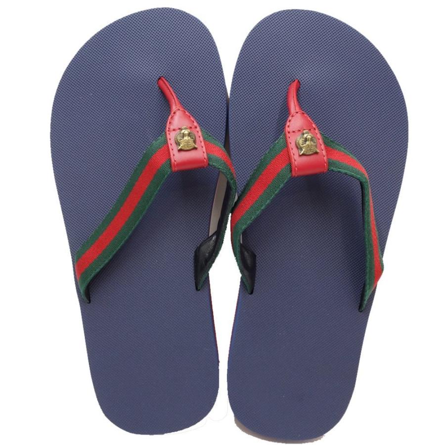 グッチ GUCCI ビーチサンダル キャット サイズ38 ネイビー レッド