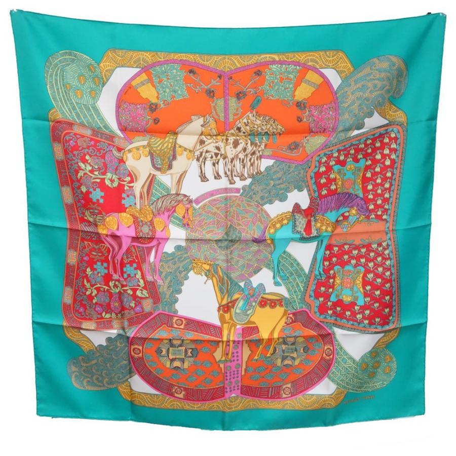 HERMES（エルメス） スカーフ カレ90 シルク100％ 馬 エメラルド