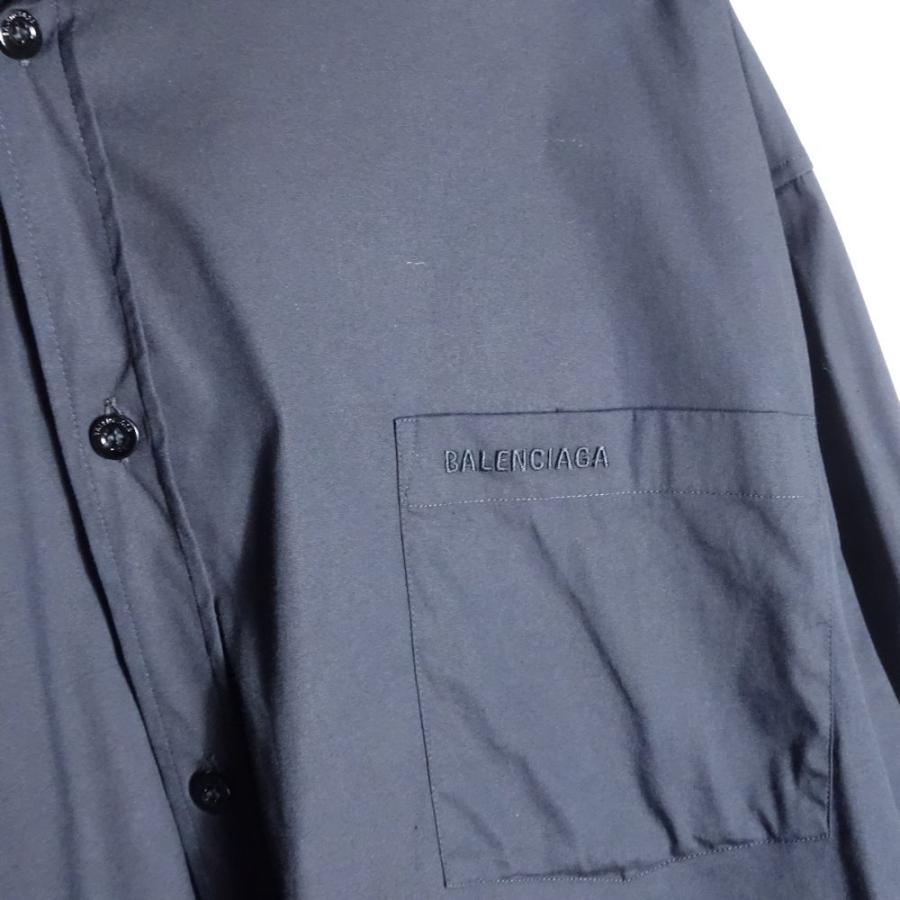 BALENCIAGA バレンシアガ オーバーサイズシャツ 長袖 ロゴ刺繍 サイズ 