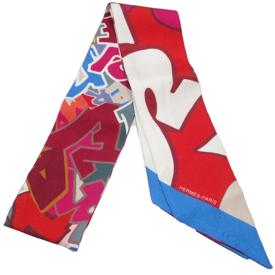 エルメス HERMES ツイリー グラフィティー スカーフシルク100％ レッド