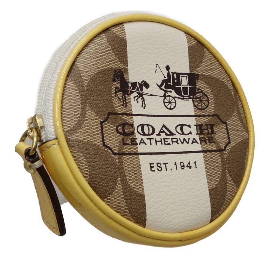 COACH（コーチ） コインケース PVC パテントレザー ベージュ イエロー 