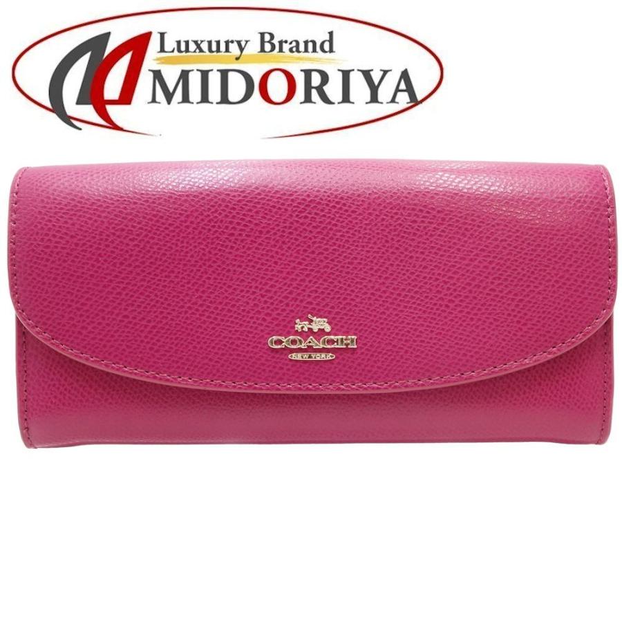 COACH コーチ 長財布 ミニシグネチャー レザー ピンク ブラウン F52628  