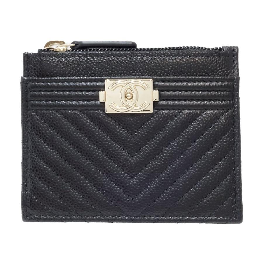 シャネル CHANEL カードケース ボーイシャネル Vステッチ キャビア 